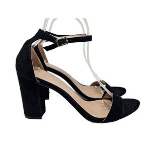 MADDEN GIRL Beella Black Heeled Sandal Open Toe Ankle Strap Size 8 Velvet